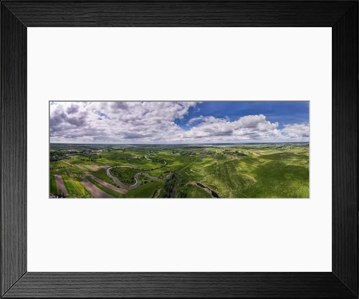 Framed Print : Panoramic View Nida River and Countryside Landscape in Swietokrzyskie, Poland Framed Print : Panoramic View Nida River and Countryside Landscape in Swietokrzyskie, Poland