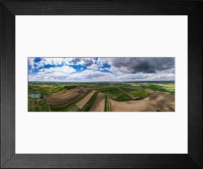 Framed Print : Drone Panorama Over Agriculture Landscape at Spring in Poland