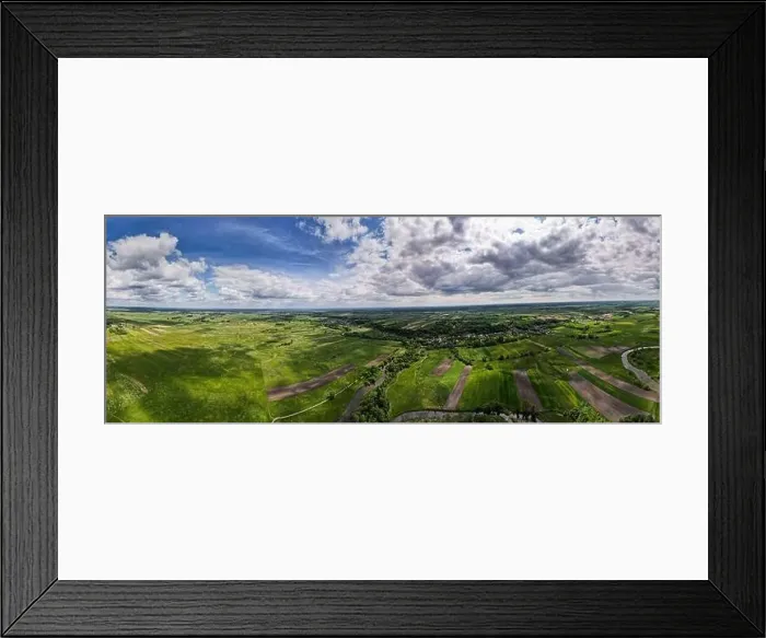 Framed Print : Drone Panorama Over Agriculture Landscape at Spring in Poland Framed Print : Drone Panorama Over Agriculture Landscape at Spring in Poland