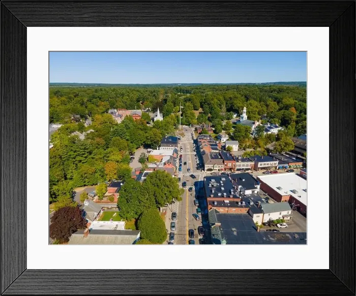Framed Print : Concord historic town center aerial view in summer on Main Street in town of Concord, Massachusetts MA, USA Framed Print : Concord historic town center aerial view in summer on Main Street in town of Concord, Massachusetts MA, USA