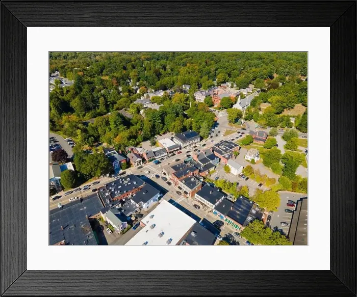 Framed Print : Concord historic town center aerial view in summer on Main Street in town of Concord, Massachusetts MA, USA Framed Print : Concord historic town center aerial view in summer on Main Street in town of Concord, Massachusetts MA, USA