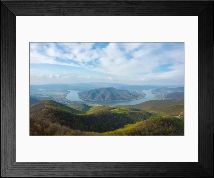 Framed Print : Spectacular panoramic view of danube bend from Prédikálószék lookout point Framed Print : Spectacular panoramic view of danube bend from Prédikálószék lookout point