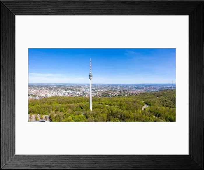 Framed Print : Stuttgart tv tower skyline aerial view town architecture panorama travel in Germany Framed Print : Stuttgart tv tower skyline aerial view town architecture panorama travel in Germany