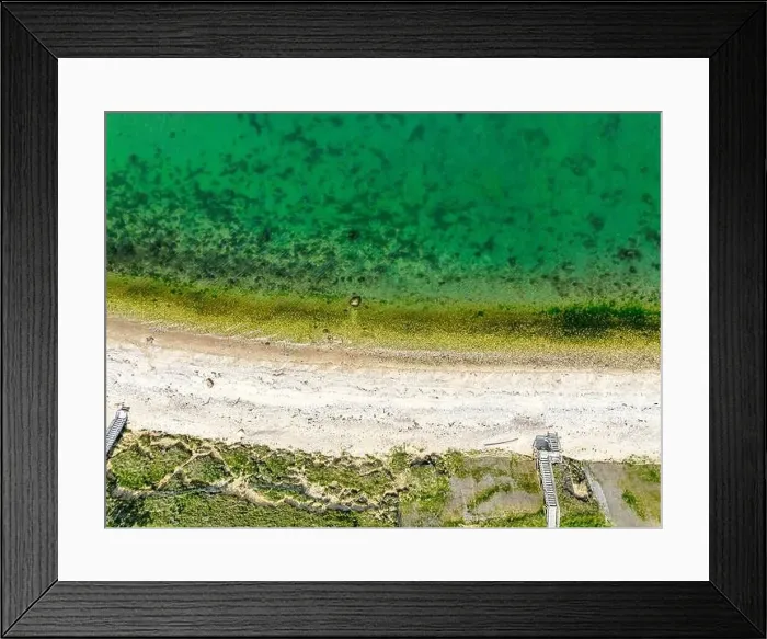 Framed Print : Aerail image of an east hampton sound beach and gardiner's bay