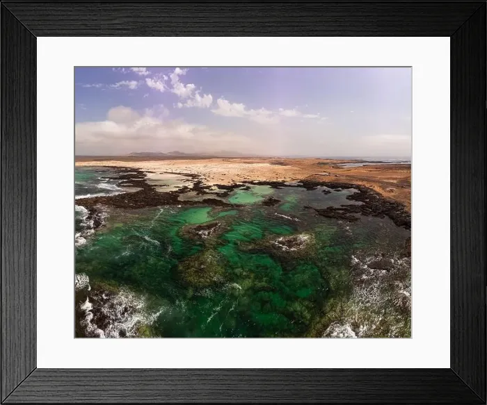 Framed Print : Aerial Panoramic view of the Natural Pools of El Cotillo Fuerteventura Framed Print : Aerial Panoramic view of the Natural Pools of El Cotillo Fuerteventura