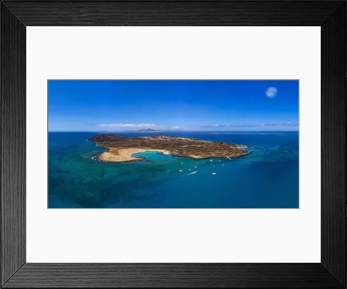 Framed Print : High Aspect Aerial Panorama of the Tropical looking Volcanic island of Lobos Fuerteventura Framed Print : High Aspect Aerial Panorama of the Tropical looking Volcanic island of Lobos Fuerteventura