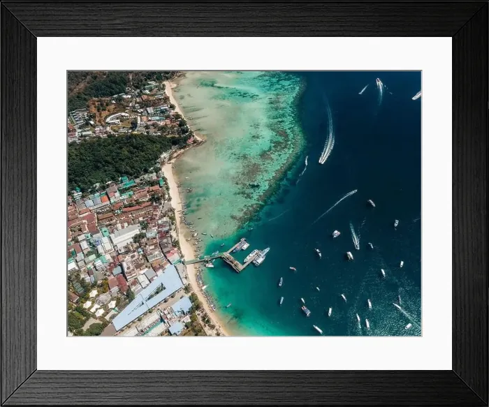 Framed Print : Many boats sailing the turquoise waters of Koh Phi Phi Don, Thailand Framed Print : Many boats sailing the turquoise waters of Koh Phi Phi Don, Thailand