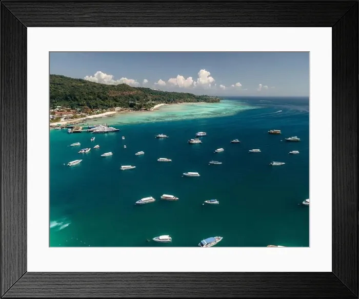 Framed Print : Many boats sailing the turquoise waters of Koh Phi Phi Don, Thailand Framed Print : Many boats sailing the turquoise waters of Koh Phi Phi Don, Thailand