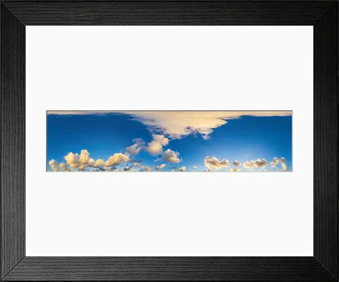 Framed Print : Dark blue sunset sky panorama with Cumulus clouds Framed Print : Dark blue sunset sky panorama with Cumulus clouds