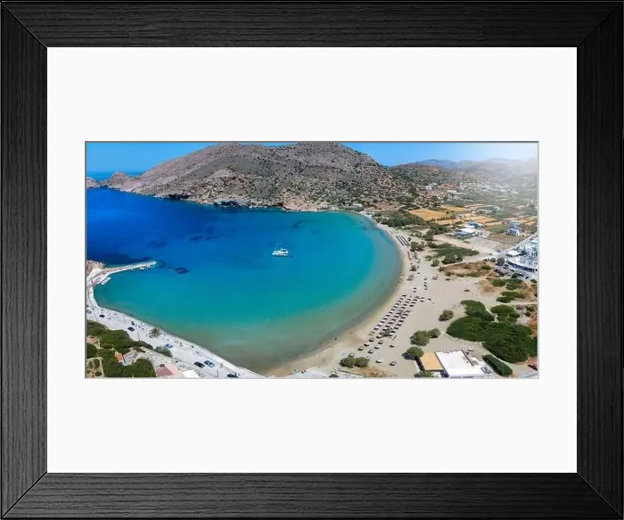 Framed Print : Aerial view of Galissas beach at the west coast of Syros island Framed Print : Aerial view of Galissas beach at the west coast of Syros island