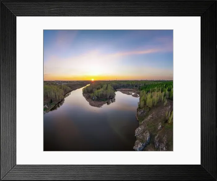 Framed Print : Confluence of the Iset and Kamenka rivers in the city Kamensk-Uralskiy