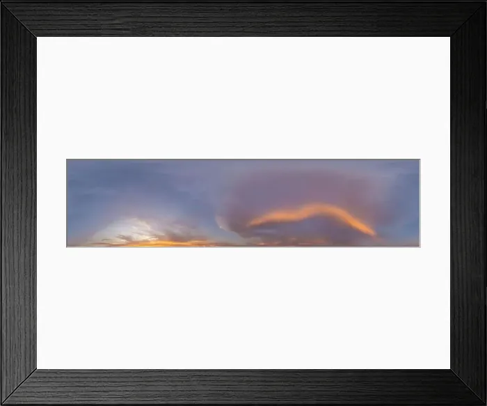 Framed Print : Panorama of a dark blue sunset sky with pink Cumulus clouds Framed Print : Panorama of a dark blue sunset sky with pink Cumulus clouds
