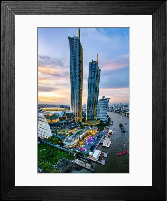 Framed Print : Aerial view of Icon Siam water front building in downtown Bangkok, Thailand Framed Print : Aerial view of Icon Siam water front building in downtown Bangkok, Thailand