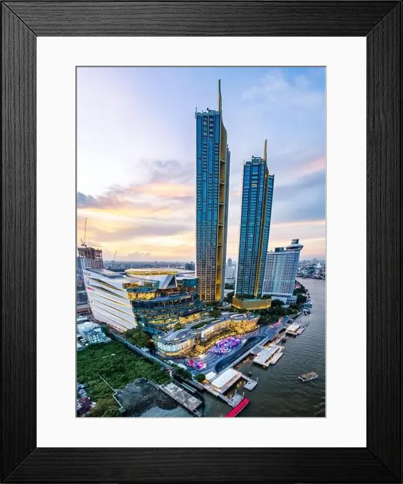 Framed Print : Aerial view of Icon Siam water front building in downtown Bangkok, Thailand
