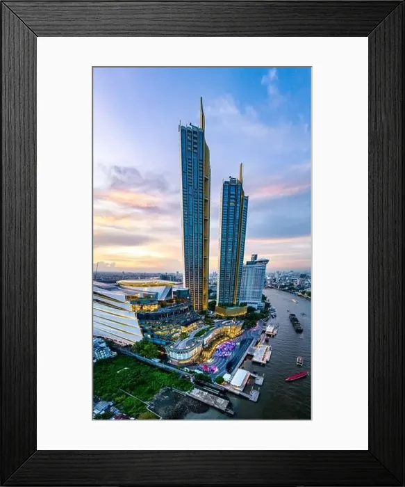 Framed Print : Aerial view of Icon Siam water front building in downtown Bangkok, Thailand Framed Print : Aerial view of Icon Siam water front building in downtown Bangkok, Thailand