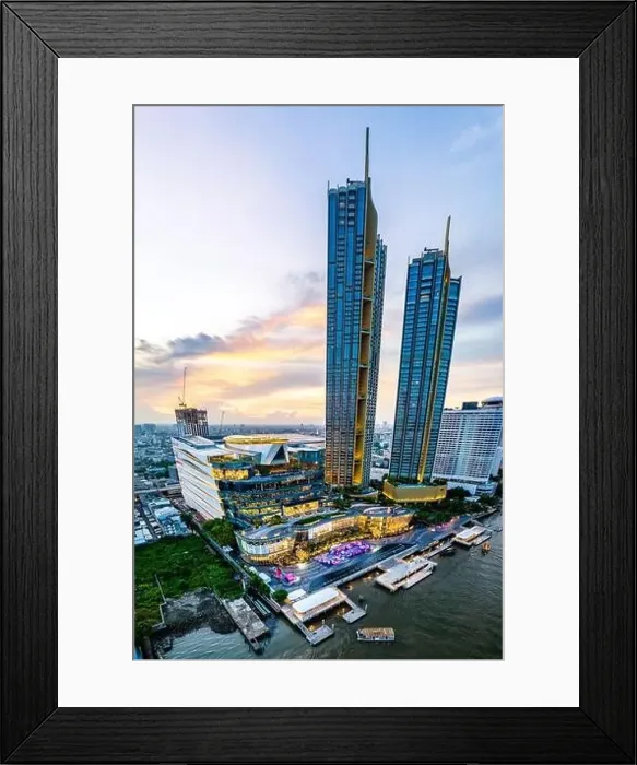 Framed Print : Aerial view of Icon Siam water front building in downtown Bangkok, Thailand Framed Print : Aerial view of Icon Siam water front building in downtown Bangkok, Thailand