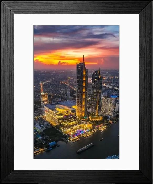 Framed Print : Aerial view of Icon Siam water front building in downtown Bangkok, Thailand Framed Print : Aerial view of Icon Siam water front building in downtown Bangkok, Thailand