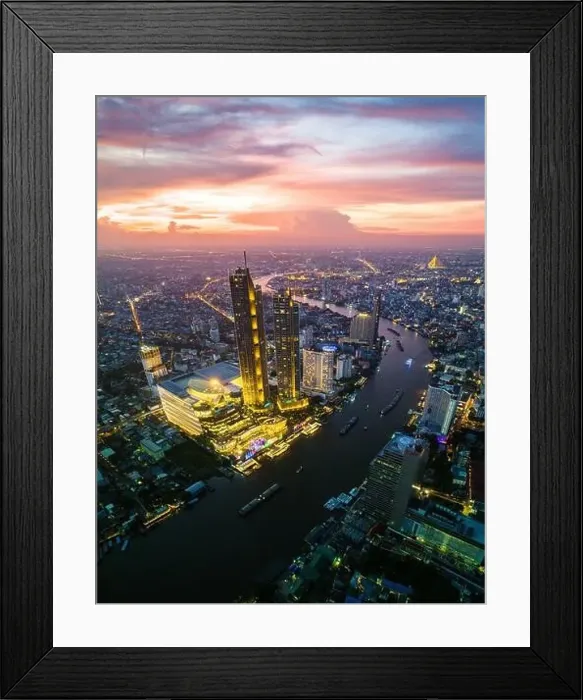 Framed Print : Aerial view of Icon Siam water front building in downtown Bangkok, Thailand