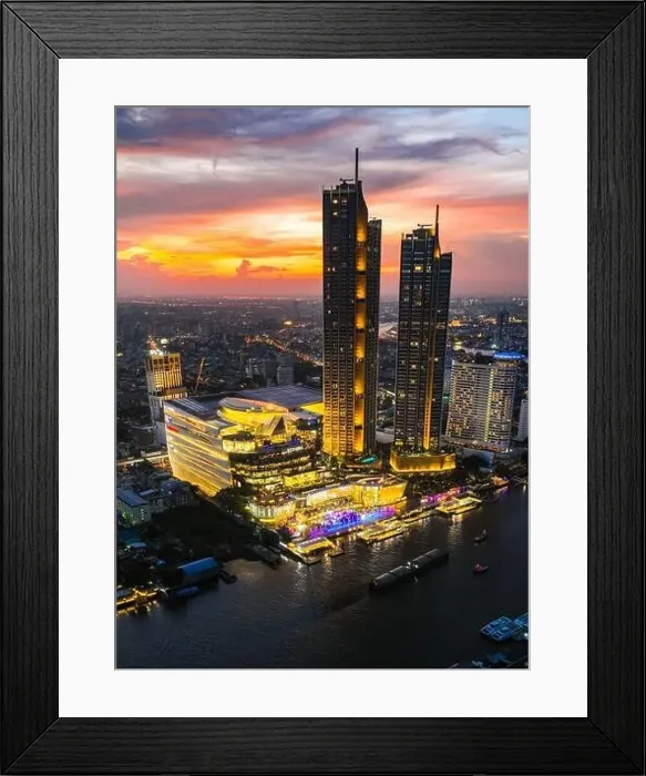 Framed Print : Aerial view of Icon Siam water front building in downtown Bangkok, Thailand Framed Print : Aerial view of Icon Siam water front building in downtown Bangkok, Thailand