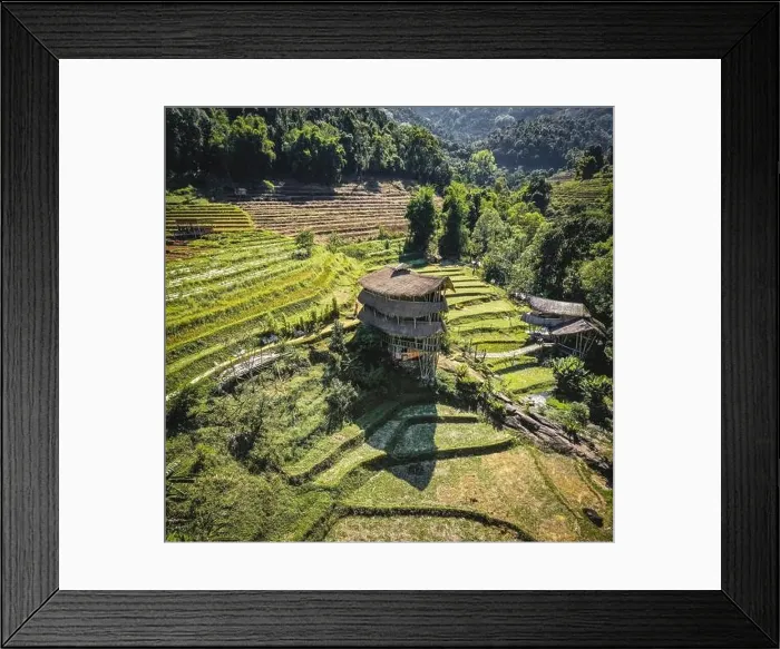 Framed Print : Giant Bamboo Hut in Doi Inthanon national park in Chiang Mai, Thailand