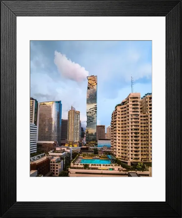 Framed Print : Aerial view of King Power Mahanakhon tower in Sathorn Silom central business district of Bangkok, Thailand Framed Print : Aerial view of King Power Mahanakhon tower in Sathorn Silom central business district of Bangkok, Thailand
