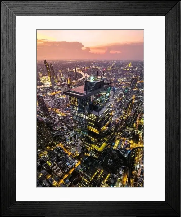Framed Print : Aerial view of King Power Mahanakhon tower in Sathorn Silom central business district of Bangkok, Thailand Framed Print : Aerial view of King Power Mahanakhon tower in Sathorn Silom central business district of Bangkok, Thailand
