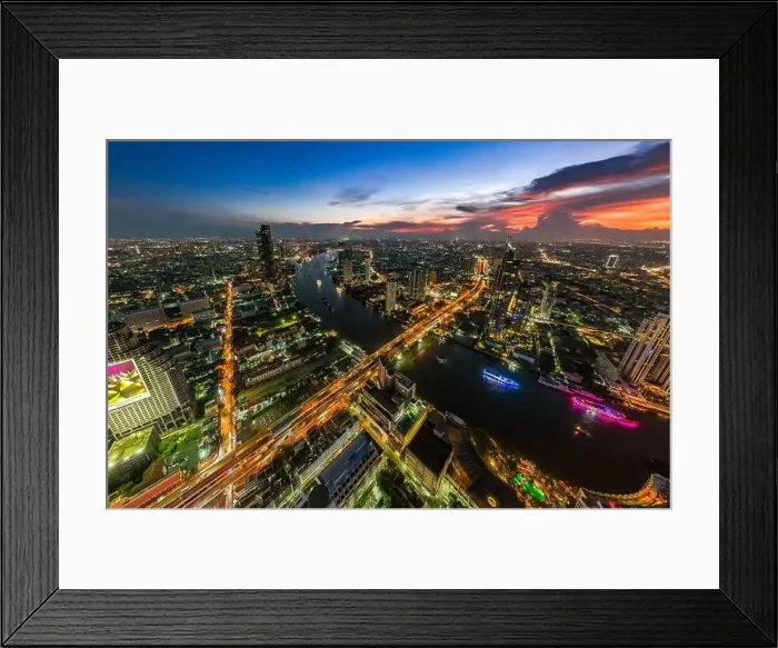 Framed Print : Aerial view of Saphan Taksin district near the Taksin bridge and Chao Phraya river, Bangkok, Thailand Framed Print : Aerial view of Saphan Taksin district near the Taksin bridge and Chao Phraya river, Bangkok, Thailand