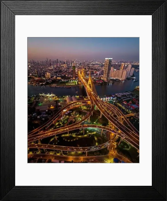 Framed Print : Aerial view of Bhumibol Bridge in Samut Prakan, Bangkok, Thailand Framed Print : Aerial view of Bhumibol Bridge in Samut Prakan, Bangkok, Thailand