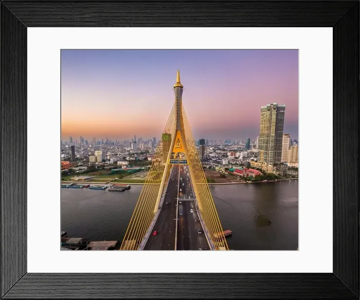 Framed Print : Aerial view of Bhumibol Bridge in Samut Prakan, Bangkok, Thailand Framed Print : Aerial view of Bhumibol Bridge in Samut Prakan, Bangkok, Thailand
