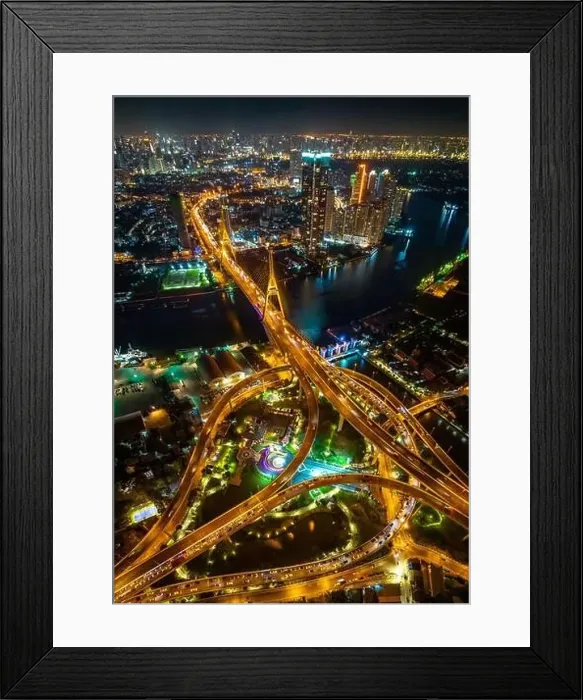 Framed Print : Aerial view of Bhumibol Bridge in Samut Prakan, Bangkok, Thailand Framed Print : Aerial view of Bhumibol Bridge in Samut Prakan, Bangkok, Thailand