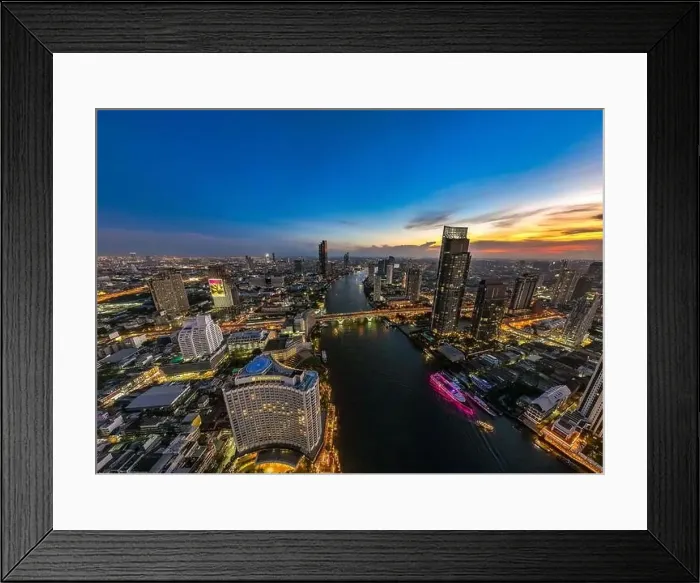 Framed Print : Aerial view of Saphan Taksin district near the Taksin bridge and Chao Phraya river, Bangkok, Thailand Framed Print : Aerial view of Saphan Taksin district near the Taksin bridge and Chao Phraya river, Bangkok, Thailand