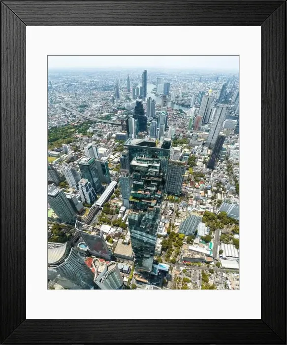 Framed Print : Aerial view of King Power Mahanakhon tower in Sathorn Silom central business district of Bangkok, Thailand Framed Print : Aerial view of King Power Mahanakhon tower in Sathorn Silom central business district of Bangkok, Thailand