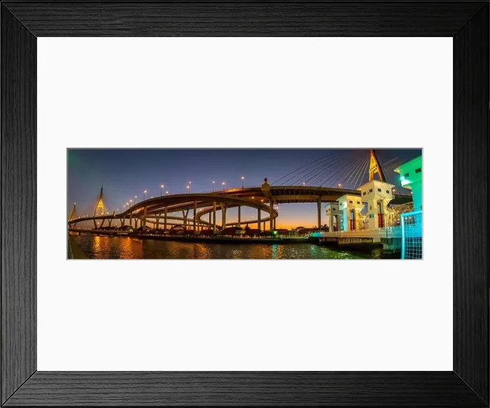 Framed Print : Aerial view of Bhumibol Bridge in Samut Prakan, Bangkok, Thailand Framed Print : Aerial view of Bhumibol Bridge in Samut Prakan, Bangkok, Thailand
