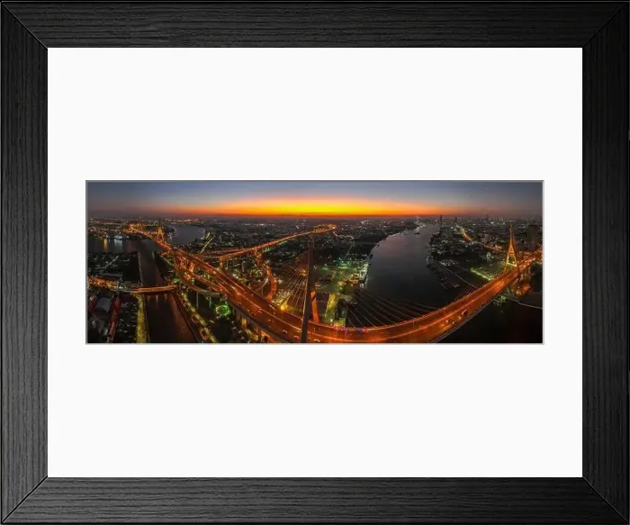 Framed Print : Aerial view of Bhumibol Bridge in Samut Prakan, Bangkok, Thailand Framed Print : Aerial view of Bhumibol Bridge in Samut Prakan, Bangkok, Thailand