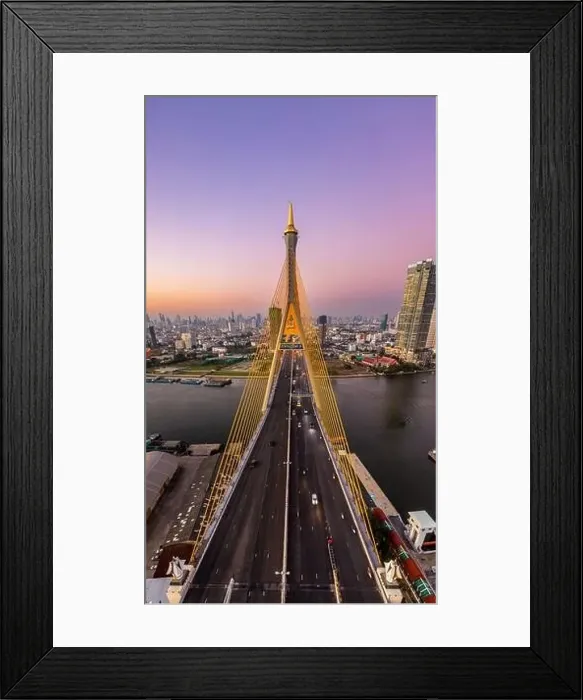 Framed Print : Aerial view of Bhumibol Bridge in Samut Prakan, Bangkok, Thailand Framed Print : Aerial view of Bhumibol Bridge in Samut Prakan, Bangkok, Thailand