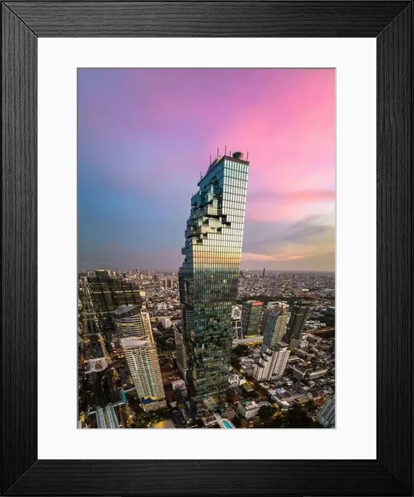 Framed Print : Aerial view of King Power Mahanakhon tower in Sathorn Silom central business district of Bangkok, Thailand Framed Print : Aerial view of King Power Mahanakhon tower in Sathorn Silom central business district of Bangkok, Thailand