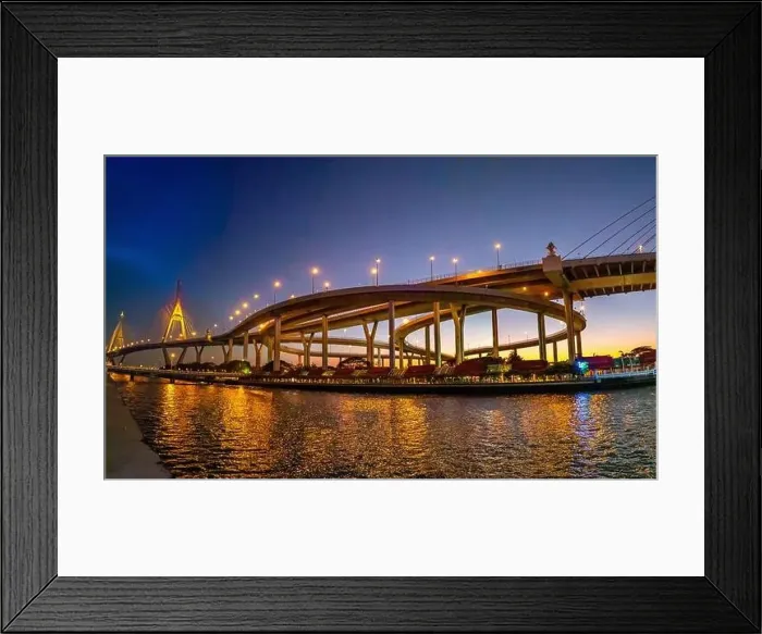 Framed Print : Aerial view of Bhumibol Bridge in Samut Prakan, Bangkok, Thailand Framed Print : Aerial view of Bhumibol Bridge in Samut Prakan, Bangkok, Thailand