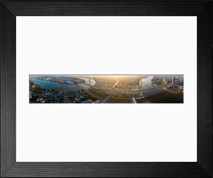 Framed Print : Aerial view of Bhumibol Bridge in Samut Prakan, Bangkok, Thailand Framed Print : Aerial view of Bhumibol Bridge in Samut Prakan, Bangkok, Thailand