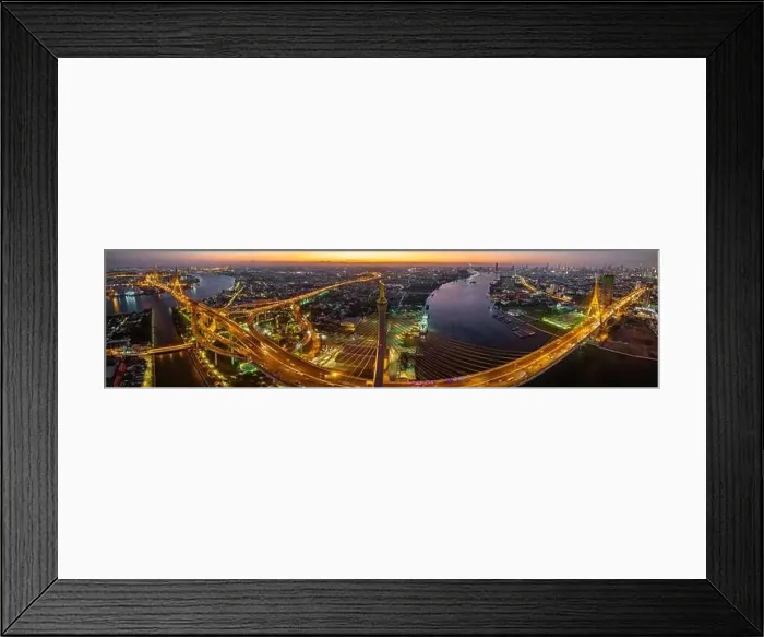 Framed Print : Aerial view of Bhumibol Bridge in Samut Prakan, Bangkok, Thailand Framed Print : Aerial view of Bhumibol Bridge in Samut Prakan, Bangkok, Thailand