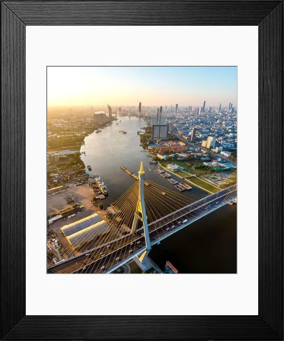 Framed Print : Aerial view of Bhumibol Bridge in Samut Prakan, Bangkok, Thailand Framed Print : Aerial view of Bhumibol Bridge in Samut Prakan, Bangkok, Thailand