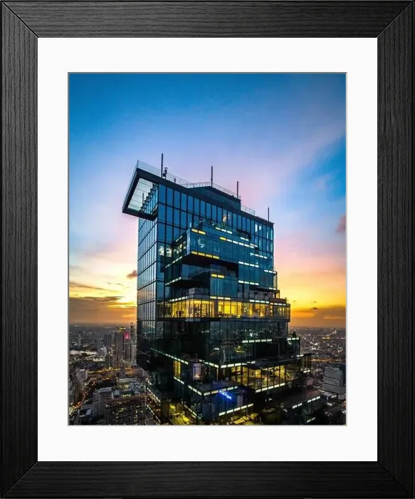 Framed Print : Aerial view of King Power Mahanakhon tower in Sathorn Silom central business district of Bangkok, Thailand Framed Print : Aerial view of King Power Mahanakhon tower in Sathorn Silom central business district of Bangkok, Thailand