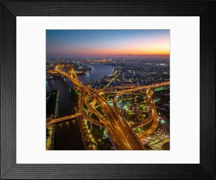 Framed Print : Aerial view of Bhumibol Bridge in Samut Prakan, Bangkok, Thailand Framed Print : Aerial view of Bhumibol Bridge in Samut Prakan, Bangkok, Thailand