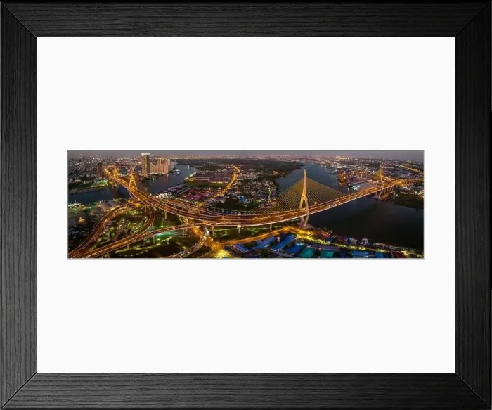 Framed Print : Aerial view of Bhumibol Bridge in Samut Prakan, Bangkok, Thailand Framed Print : Aerial view of Bhumibol Bridge in Samut Prakan, Bangkok, Thailand