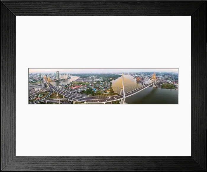 Framed Print : Aerial view of Bhumibol Bridge in Samut Prakan, Bangkok, Thailand Framed Print : Aerial view of Bhumibol Bridge in Samut Prakan, Bangkok, Thailand