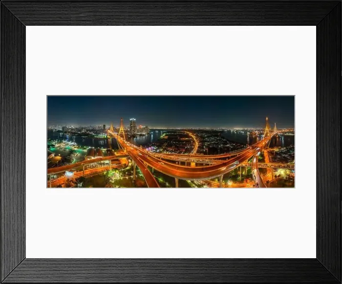 Framed Print : Aerial view of Bhumibol Bridge in Samut Prakan, Bangkok, Thailand Framed Print : Aerial view of Bhumibol Bridge in Samut Prakan, Bangkok, Thailand