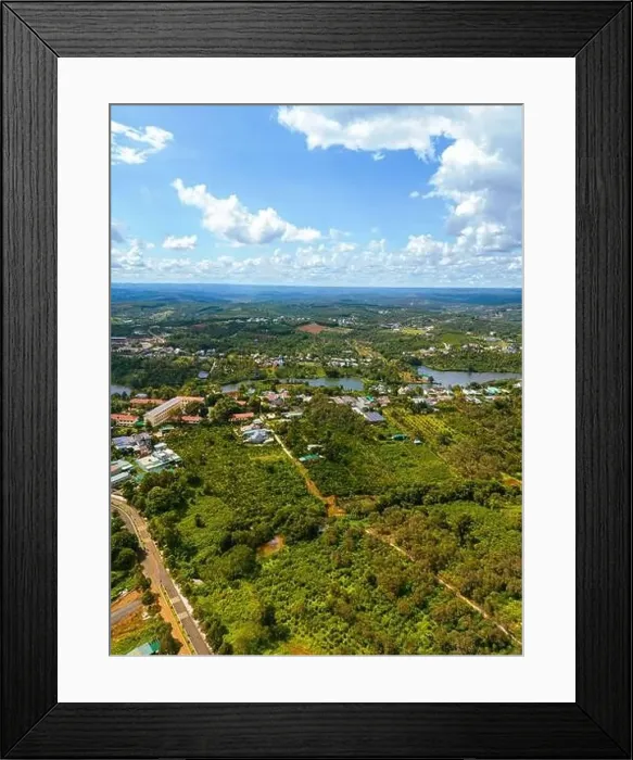 Framed Print : Aerial view of National Route 14 in Kien Duc town Framed Print : Aerial view of National Route 14 in Kien Duc town