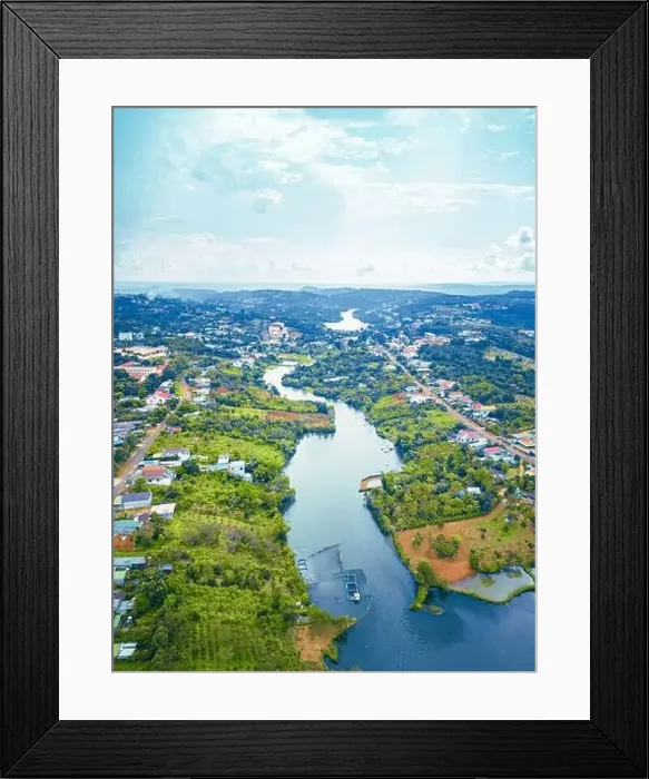 Framed Print : Aerial view of National Route 14 in Kien Duc town Framed Print : Aerial view of National Route 14 in Kien Duc town