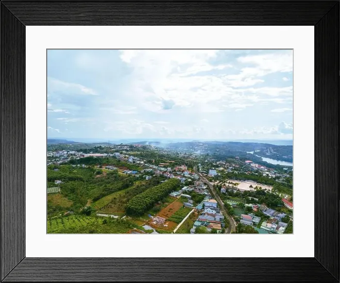 Framed Print : Aerial view of National Route 14 in Kien Duc town