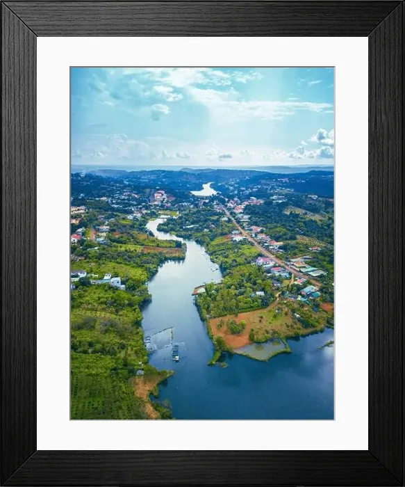Framed Print : Aerial view of National Route 14 in Kien Duc town Framed Print : Aerial view of National Route 14 in Kien Duc town