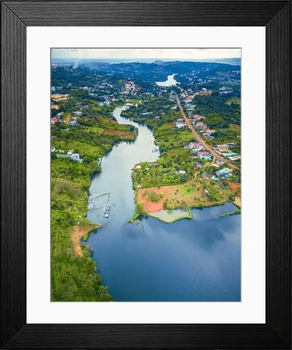 Framed Print : Aerial view of National Route 14 in Kien Duc town Framed Print : Aerial view of National Route 14 in Kien Duc town